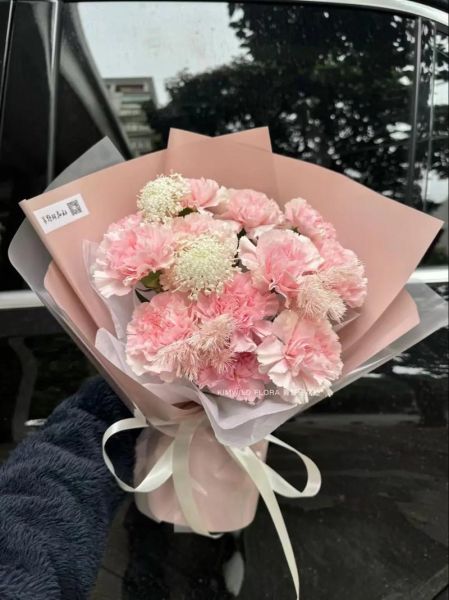 粉康乃馨花束图片大全_送妈妈合适吗