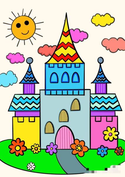 儿童画城堡图片大全_如何画出梦幻城堡